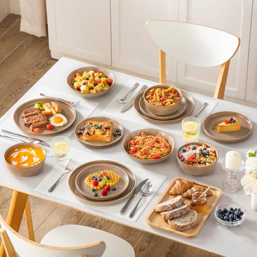 ANYA 24 Pieces Plates and Bowls Set (Caramel / 24 Pcs (Service for 6))