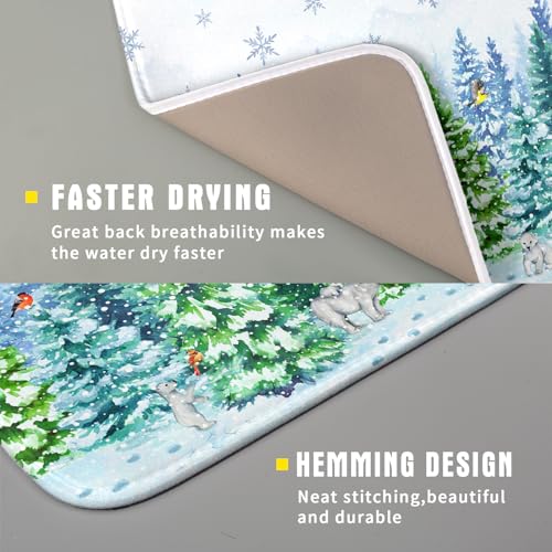 Winter Bear Bird Dish Drying Mat (DMS919WBirdM / 18" x 16")