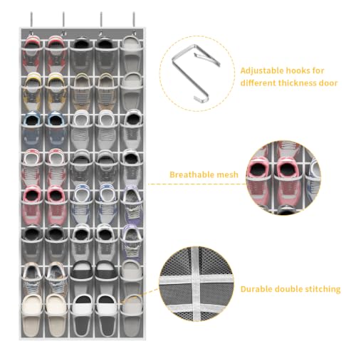 40 Large Pockets Over the Door Shoe Organizer (Grey-1pack of 40 pocket)
