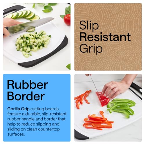 BPA Free Reversible Kitchen Cutting Board (Black/White / Large (Pack of 3))