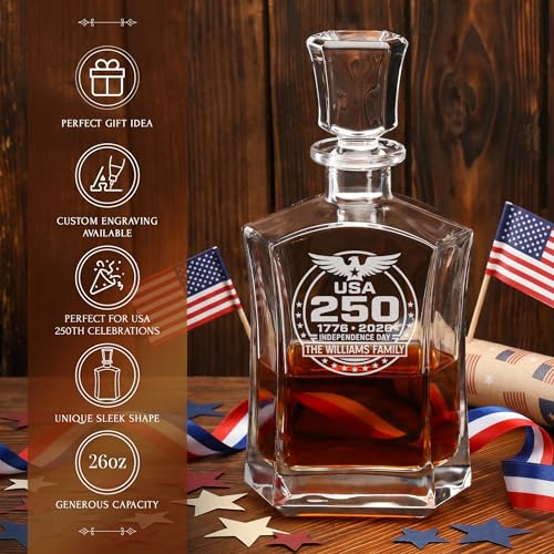 Personalized 250th Anniversary Old Fashioned Whiskey Decanter Set