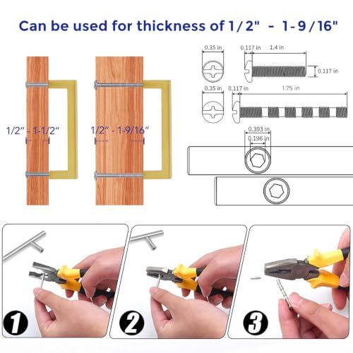 Gold Cabinet Handles Solid Cabinet Pulls (Gold / Flat Black 3-3/4'' Hole Center)