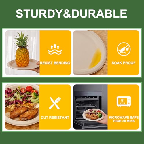 Paper Plates 9 Inch 125 (Natural / 9Inch（125 PCS）)