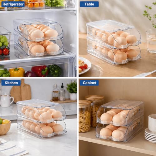 36 Egg Holder for Fridge with Silicone Bumpers