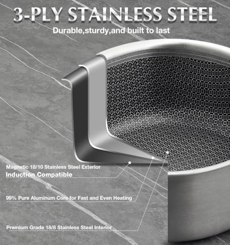 Triply Stainless Steel Cookware Set 14Pcs (Black / 14 Pcs)