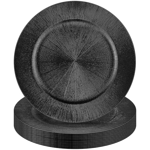 12 Pcs 13 Inch Black Charger Plates (Modern Style / Black)