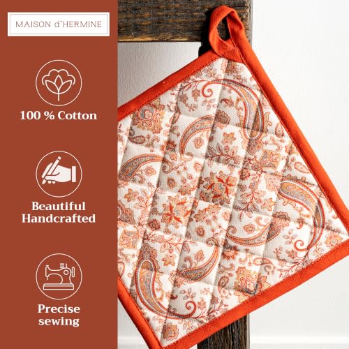 Pot Holders 100% Cotton Potholders (059 - Cachemire / 8" x 8" (Pot Holder Pack of 2))