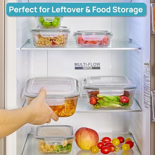 2.26L 76oz Extra Large Glass Food Storage Containers with Lids (Mixed of 6pack)