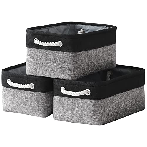Storage Basket for Organizing (Black&Grey / 3PCS/Medium -13.8Lx9.8Wx6.7H)