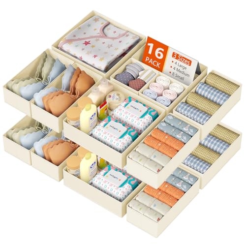 Drawer Organizer Clothes 16 Pack (Beige / 16 Pack)