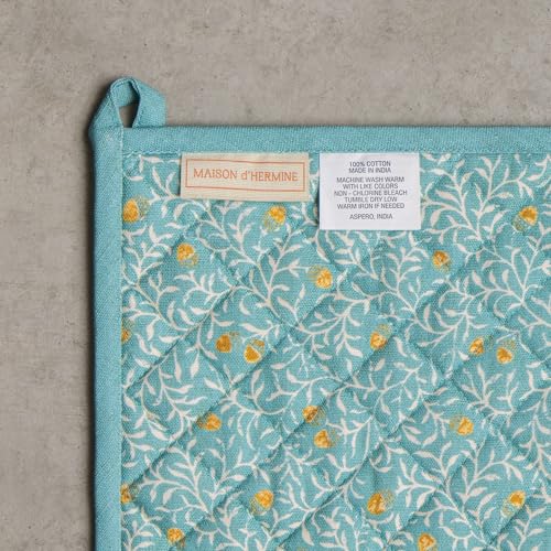 100% Cotton Oven Mitt & Pot Holder Set (122 - Carpo / 7.5" x 13" & 8" x 8" (Oven Mitt & Pot Holder))