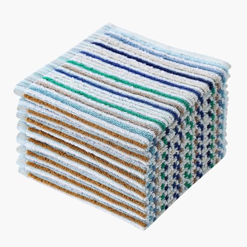 Kitchen Rags Dish Cloths for Washing Wiping Cleaning Towels (Multi-2 / 12x12 inch)