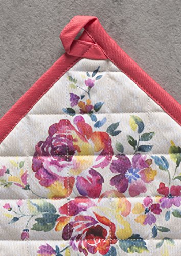 Pot Holders 100% Cotton Potholders (081 - Rose Garden / 8" x 8" (Pot Holder Pack of 1))