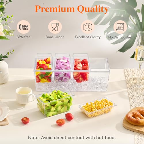 Chilled Condiment Caddy with 4 Compartment & Individual Lids (without Accessories / 4 Containers)
