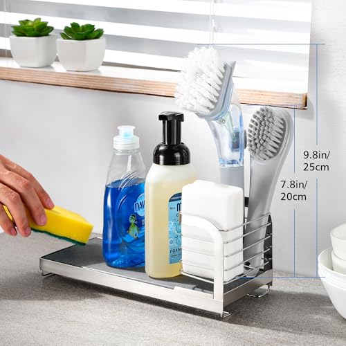 Wipe Free Sink Organizer with Drying Stone (Silver)