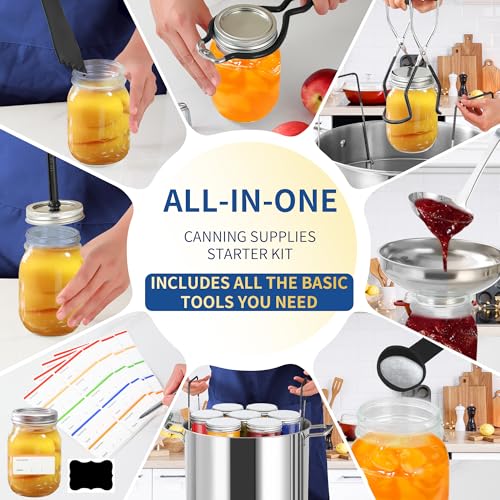 Canning Supplies Starter Kit with Canning Rack (11-Pcs Rack Set / Black)