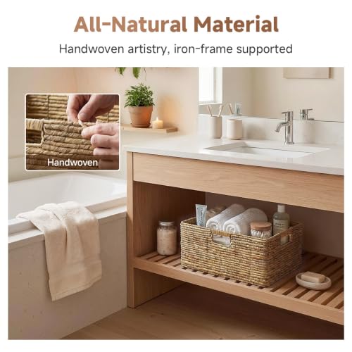 Extra Large Wicker Baskets for Storage (Natural (Water Hyacinth Roll) / 16½"L x 13"W x 7½"H)