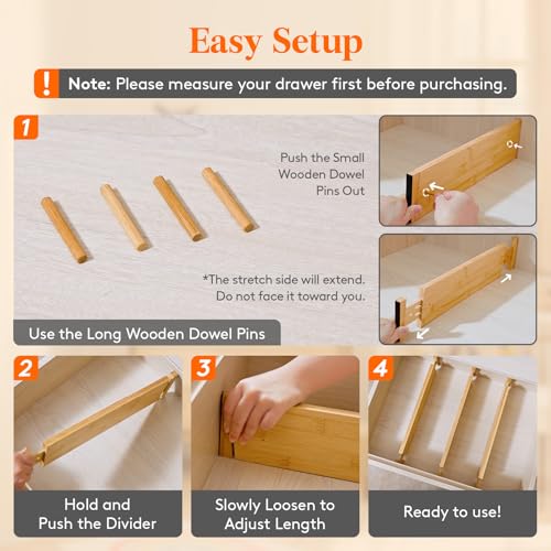 4" High Dresser Drawer Dividers (4"H, 17-21.5"L)