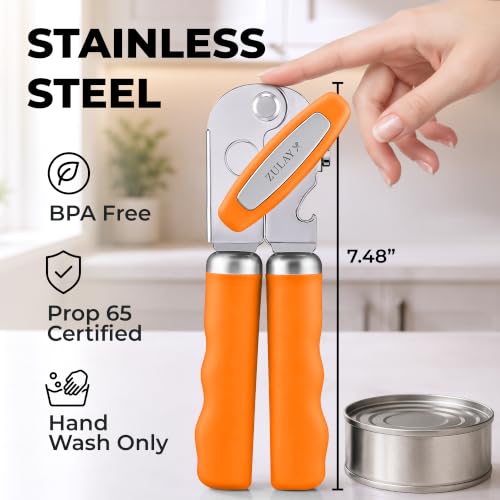 Stainless Steel Swing Open Manual Can Opener Comfortable Grip (Orange / Swing Open)
