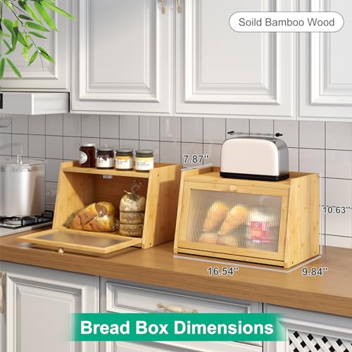 Bread Box for Kitchen Counter (Natural / Medium-1_Tier)