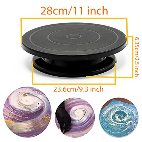 11”Rotate Turntable Sculpting Wheel Revolving Cake Turnable Black Painting Turn Table Stand for Paint Spraying Spinner