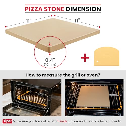Pizza Stone for Oven and Grill (11" x 11")
