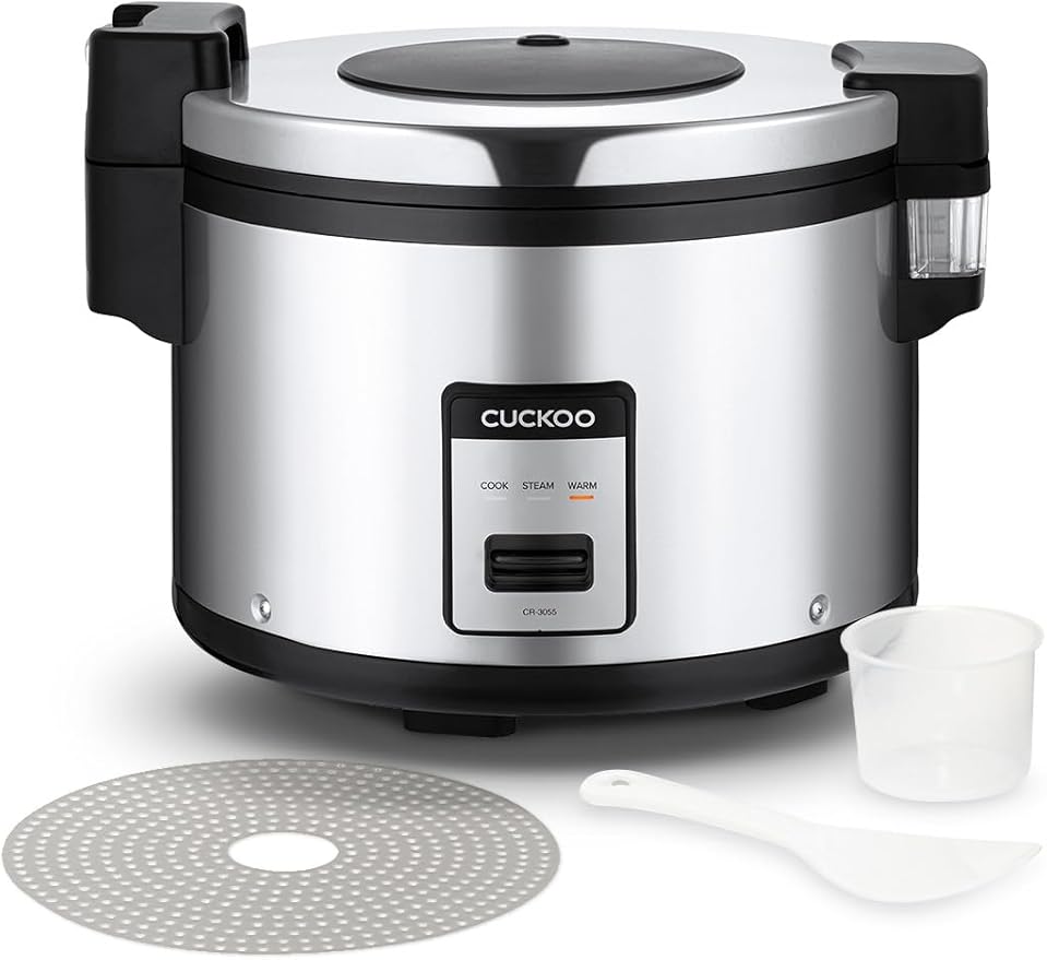CUCKOO Commercial Rice Cooker & Warmer, Extra Large Rice Cooker 30-Cup Uncooked / 60-Cup Cooked, Professional Industrial Grain Cooker with Large Capacity, Easy One-Touch Operation, Silver (CR-3055)