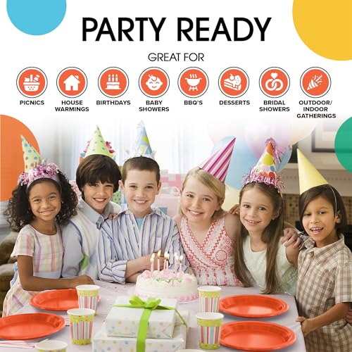 Exquisite Party Solids Sturdy Orange Plastic Plates 7" Cake Plates 100 Pcs (7 inch / Orange)
