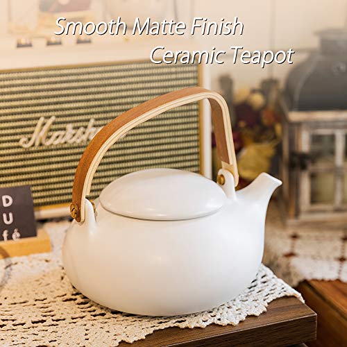 Ceramic Teapot with Infuser (01-White Teapot)