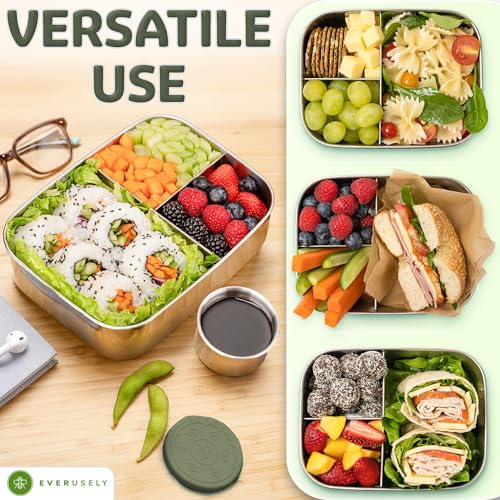Stainless Steel Bento Box + Condiment Container (Sage / 47oz / 1400ml)