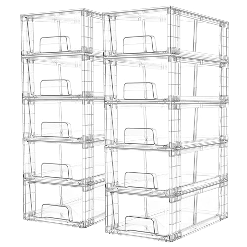 10 Pack Stackable Clear Drawer with Dividers (10Pack 4.4"H-with Dividers)