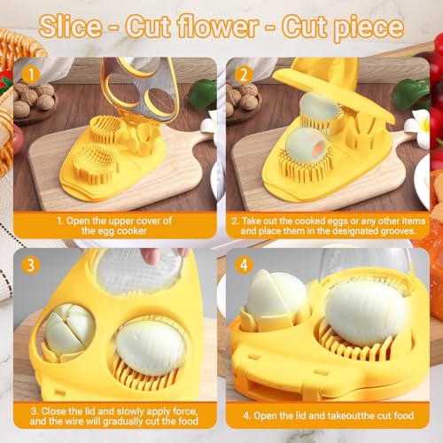 1 Pack Egg Slicer with 3 Cutting Options (1 Pack Yellow 3 Cutting Modes Egg Cutter)
