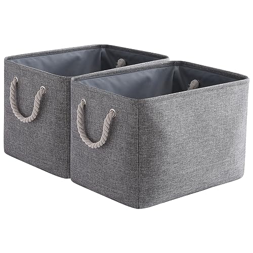 Organization and Storage Basket for Organizing (Grey / Large Cube-2 Pack)