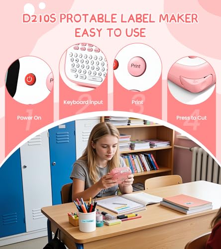 Pink Label Maker Machine with 4 Tapes Laminated Waterproof (Pink)