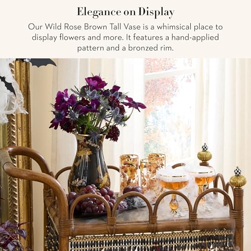 Enamel Tall Vase (Brown Wild Rose)