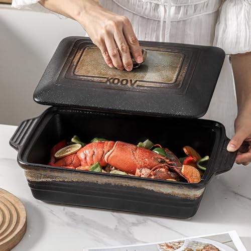 Ceramic Casserole Dish with Lid (Rough Black)
