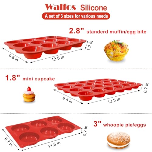 Silicone Muffin Pan Set of 3 (Muffin Pan Set / 3 Pcs: 24Cups + 12Cups + Top 6Cups)