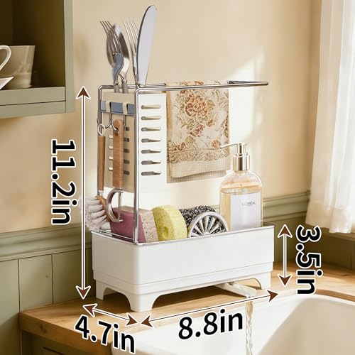 2 Tier Sponge Holder for Kitchen Sink Caddy Organizer (Off-White 2)