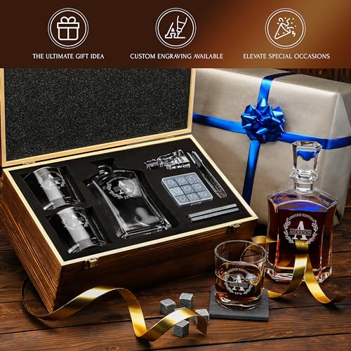 Personalized Old Fashioned Whiskey Decanter and Stones Gift Set