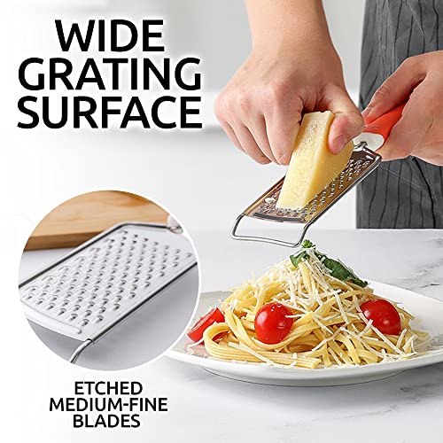 Professional Cheese Grater Stainless Steel (1 Pack / Orange)