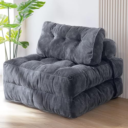 Folding Sofa Bed (Dark Grey / Single)