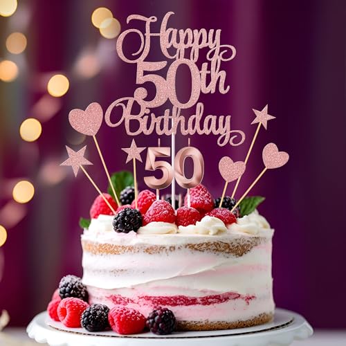 50th Birthday Cake Decorations (9 Count)