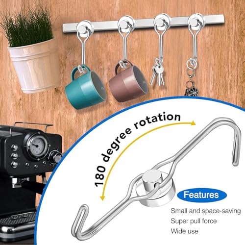 Magnetic Hooks Magnet Hook for Cruise Cabins Fridge 30LBS 6Pack (Silver / 0.63in)