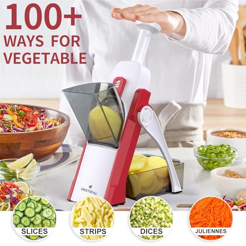 Safe Mandoline Slicer 5 in 1 Vegetable Cutter (Red)