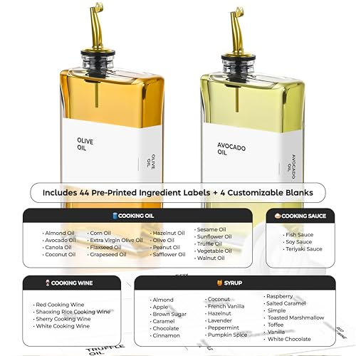 Glass Oil Dispenser for Kitchen (Gold / 11.8 fl oz (2-Pack))