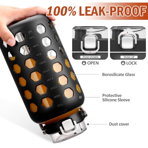 84 oz Glass Water Bottle (Black / 84 Ounces)