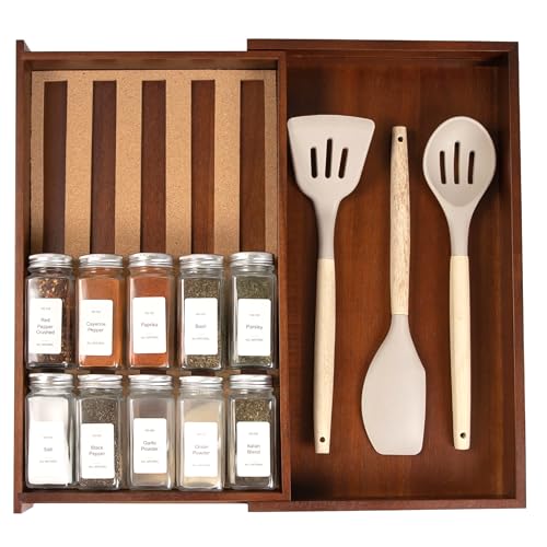 Expandable Spice Drawer Organizer (Natural Acacia)