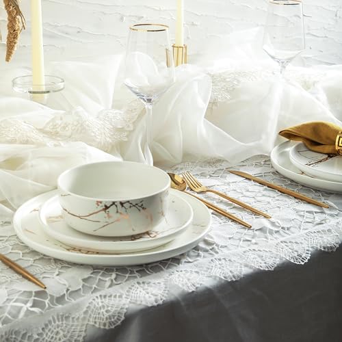 Porcelain 16 Piece Dinnerware set (16 Piece - Service for 4 / White & Gold)