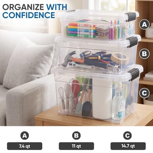 7.4 Quart Clear Plastic Storage Bin with Lid (7.4 Qt)