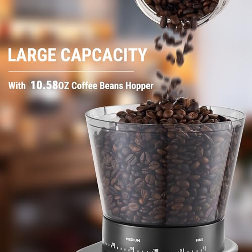 Conical Burr Coffee Grinder Electric (Shiny silver Black)